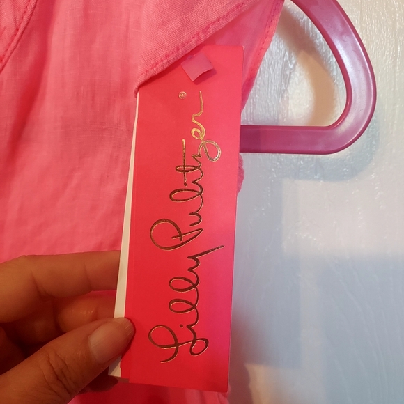 Lilly Pulitzer Briette Button Down Hot Pink Isle 100% Seacoast Linen XXS… - Picture 7 of 16